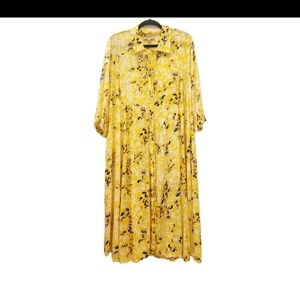 Woman Within Yellow Floral Maxi Button-Front Dress